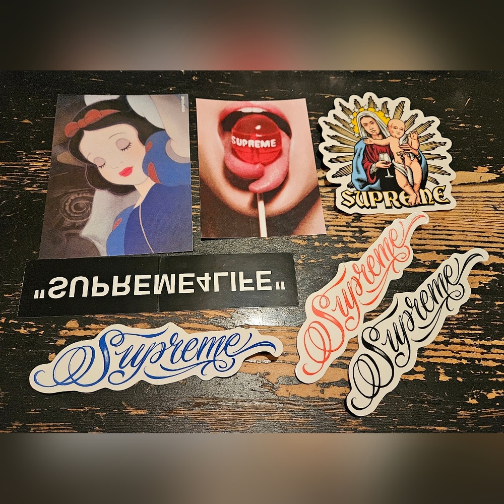 Supreme Complete Sticker Set Of 7 FW24 Snow White Script Lollipop Cliver 4 LIFE